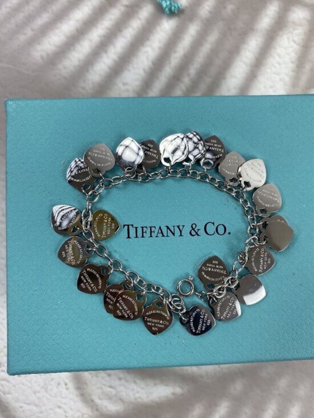 Tiffany & Co. Multi Heart Tag Charm Bracelet